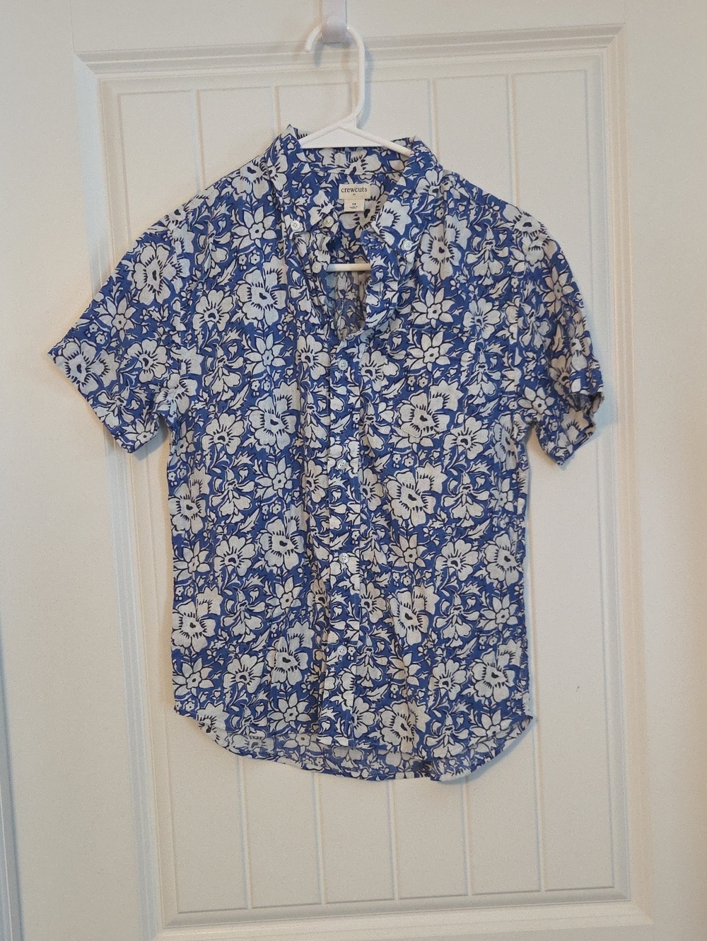Crewcuts Blue and White Floral Short-Sleeve Button-Down Shirt